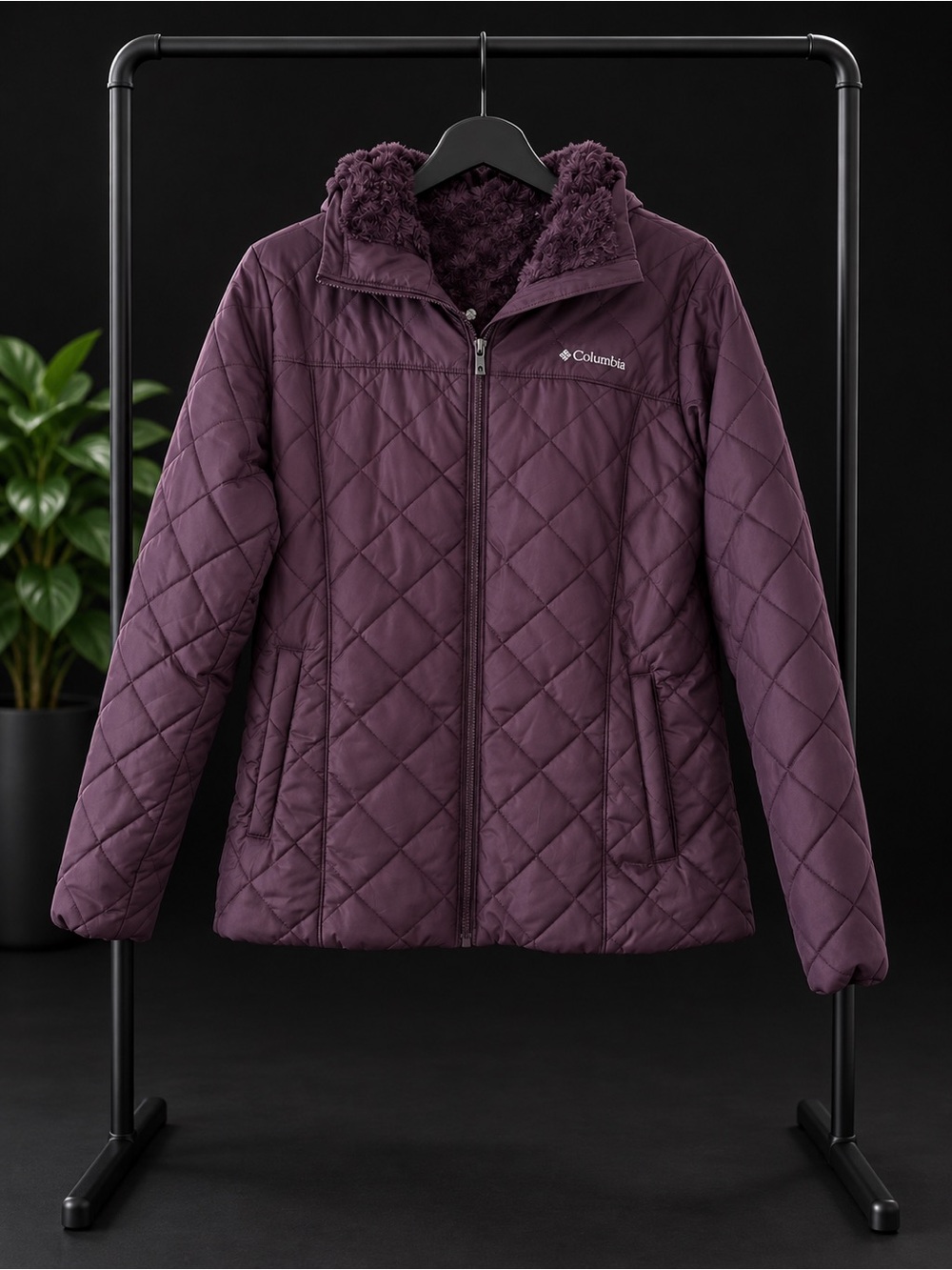 Columbia Quilted Puffer Jacket in Plum